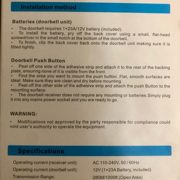 3/$15💸NWT Wireless Doorbell - Picture 4 of 6